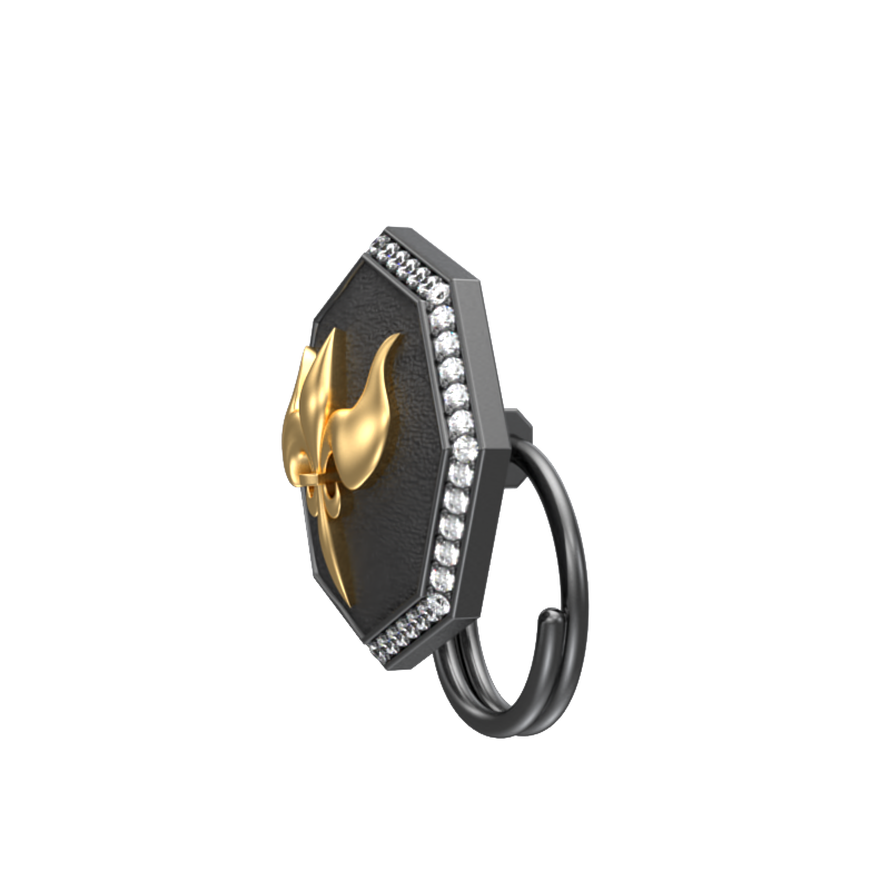 Rudra Luxe, Edgy Button set with CZ Diamonds, 18kt Gold & Black Ruthenium Plating on Brass.