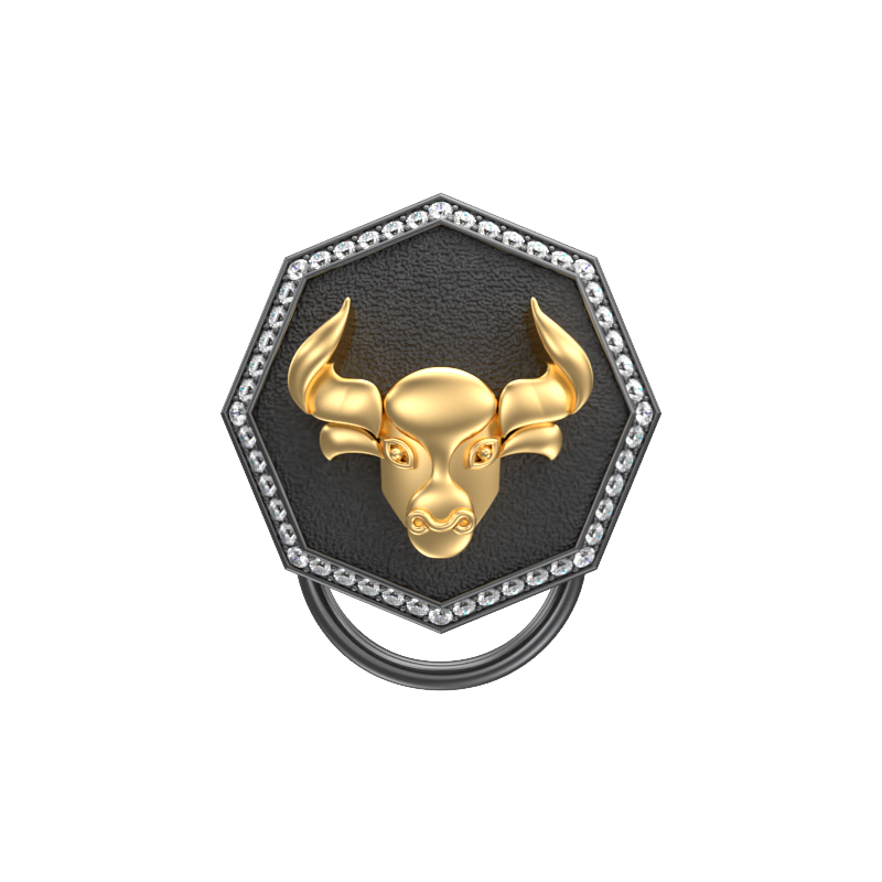 Taurus Zodiac Luxe, Constellation Button set with CZ Diamonds, 18kt Gold & Black Ruthenium plating on Brass.