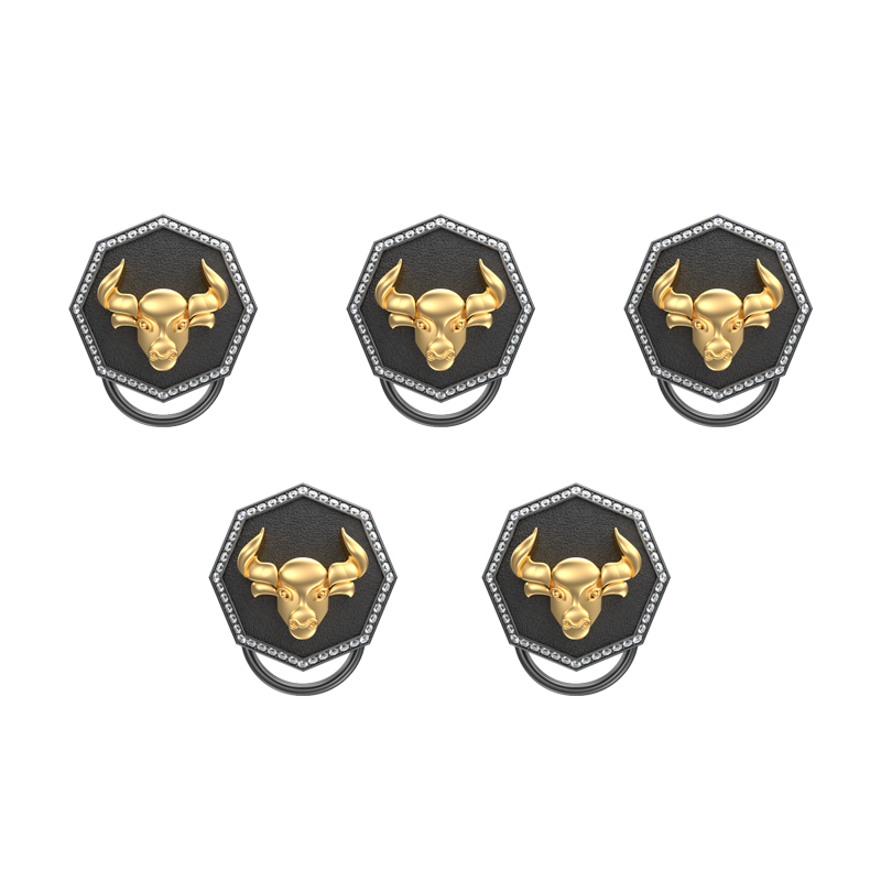 Taurus Zodiac Luxe, Constellation Button set with CZ Diamonds, 18kt Gold & Black Ruthenium plating on Brass.