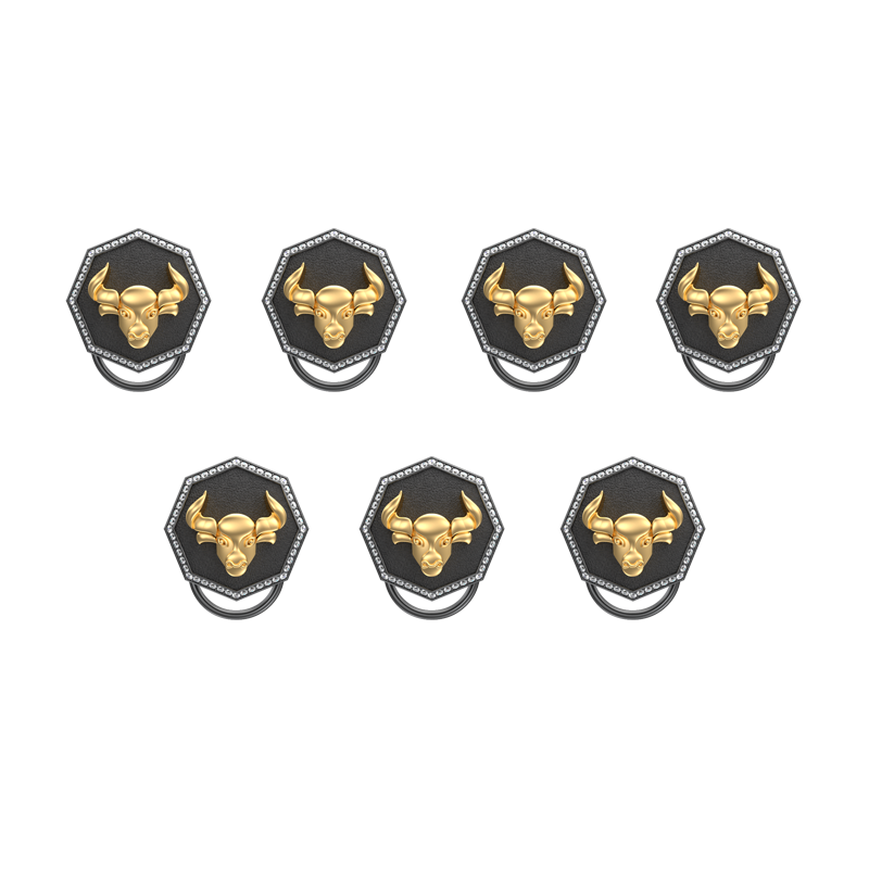 Taurus Zodiac Luxe, Constellation Button set with CZ Diamonds, 18kt Gold & Black Ruthenium plating on Brass.