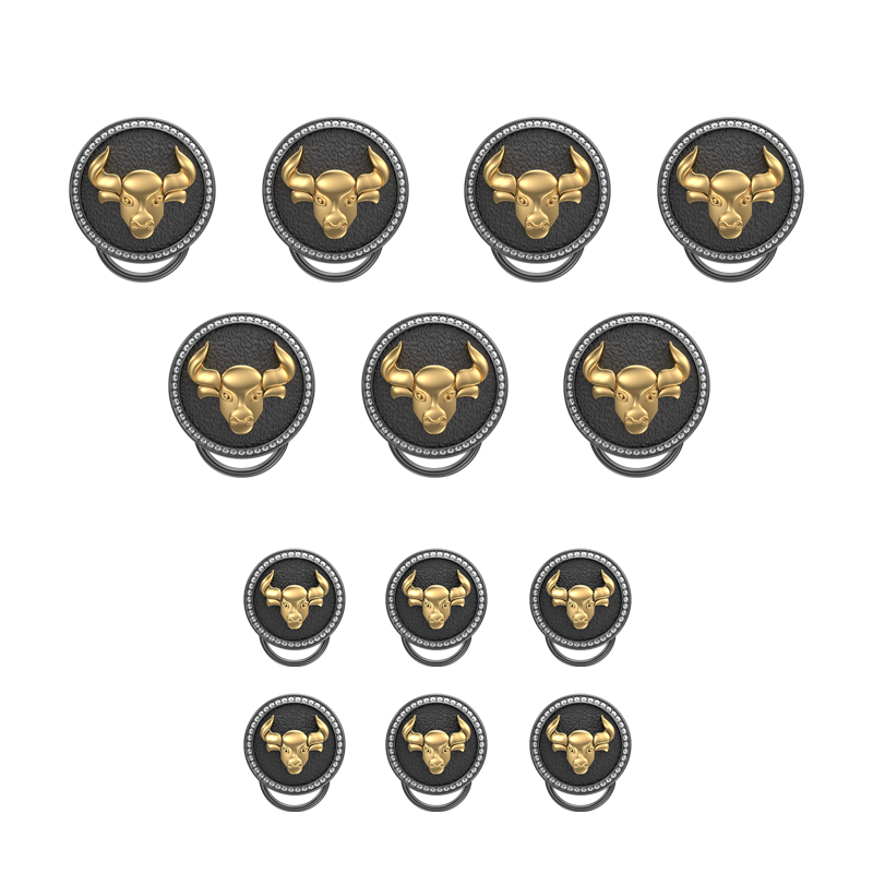 Taurus Zodiac Luxe, Constellation Button set with CZ Diamonds, 18kt Gold & Black Ruthenium plating on Brass.