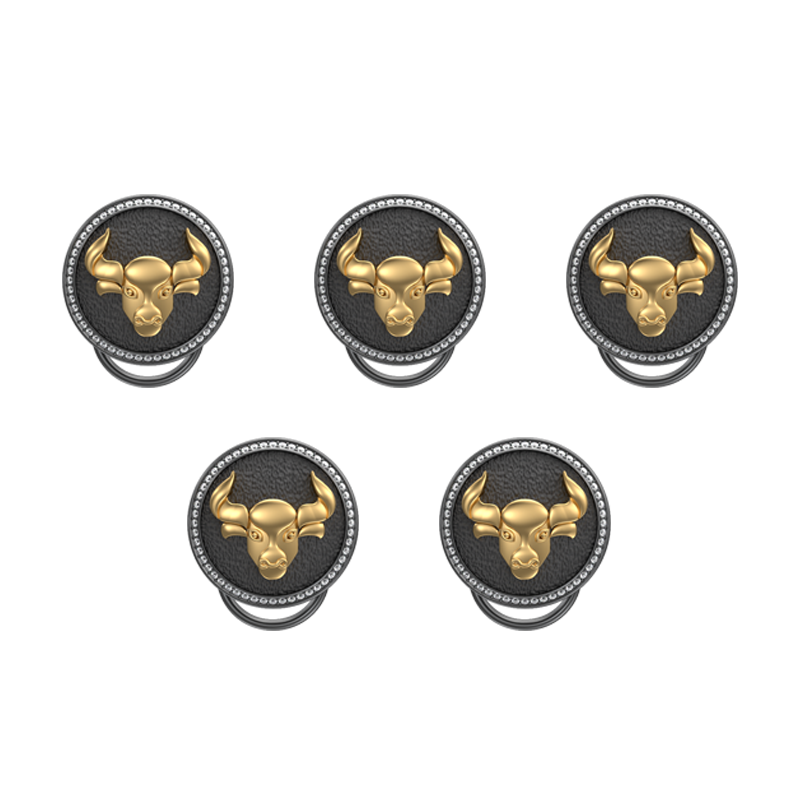 Taurus Zodiac Luxe, Constellation Button set with CZ Diamonds, 18kt Gold & Black Ruthenium plating on Brass.