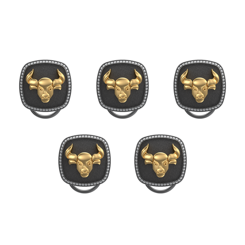 Taurus Zodiac Luxe, Constellation Button set with CZ Diamonds, 18kt Gold & Black Ruthenium plating on Brass.