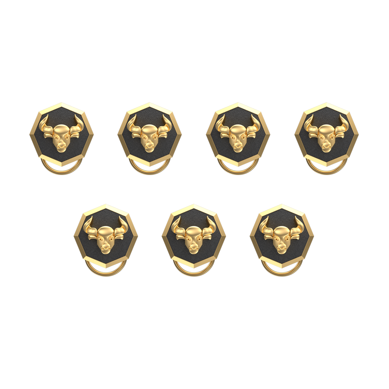 Taurus Zodiac, Constellation Button set with 18kt Gold Plating & Enamel on Brass.
