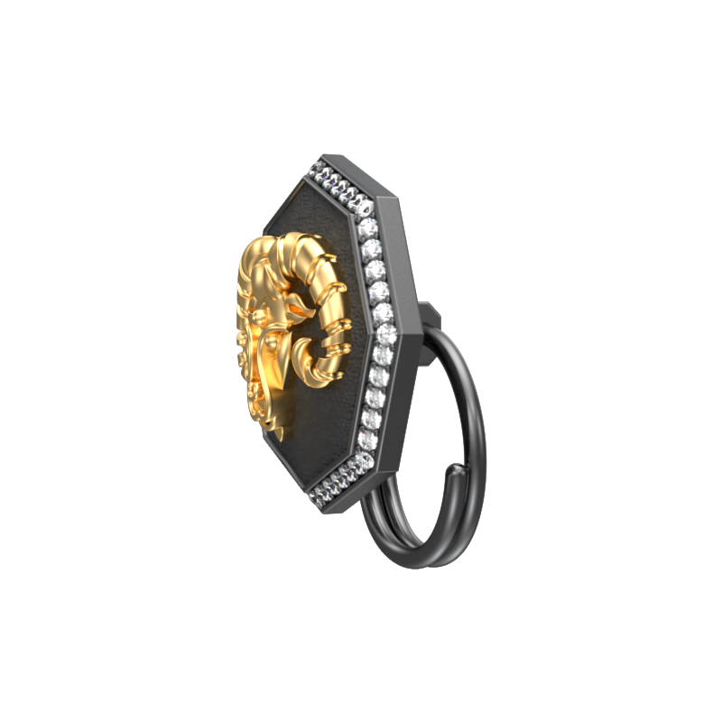 Aries Zodiac Luxe, Constellation Button set with CZ Diamonds, 18kt Gold & Black Ruthenium plating on Brass.