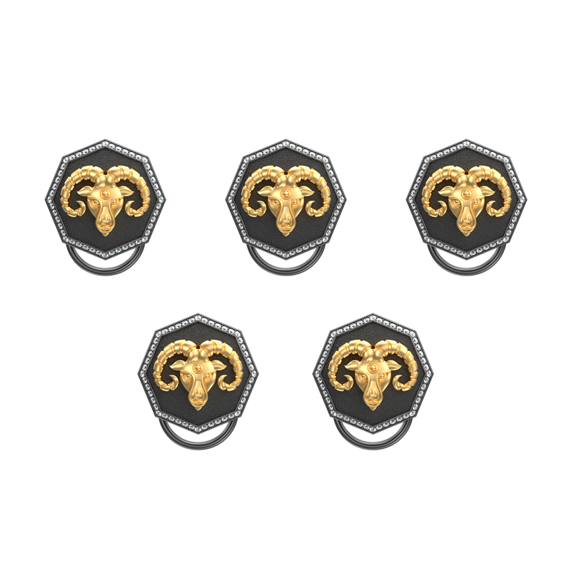Aries Zodiac Luxe, Constellation Button set with CZ Diamonds, 18kt Gold & Black Ruthenium plating on Brass.