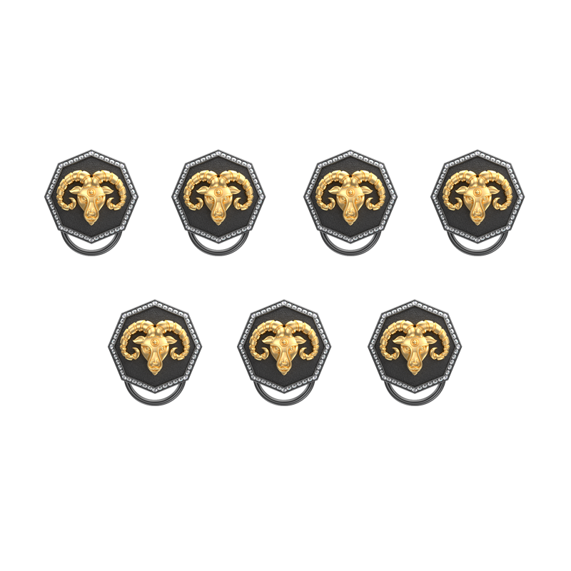 Aries Zodiac Luxe, Constellation Button set with CZ Diamonds, 18kt Gold & Black Ruthenium plating on Brass.