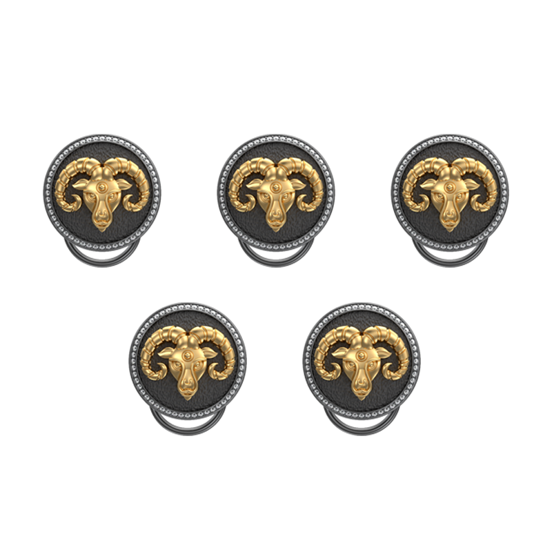 Aries Zodiac Luxe, Constellation Button set with CZ Diamonds, 18kt Gold & Black Ruthenium plating on Brass.