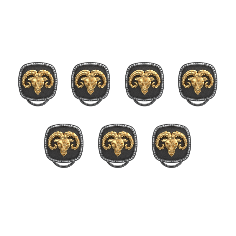 Aries Zodiac Luxe, Constellation Button set with CZ Diamonds, 18kt Gold & Black Ruthenium plating on Brass.