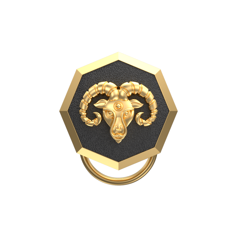 Aries Zodiac, Constellation Button set with 18kt Gold & Black Ruthenium Plating on Brass.