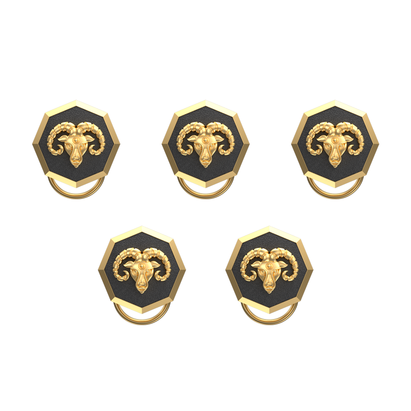 Aries Zodiac, Constellation Button set with 18kt Gold & Black Ruthenium Plating on Brass.
