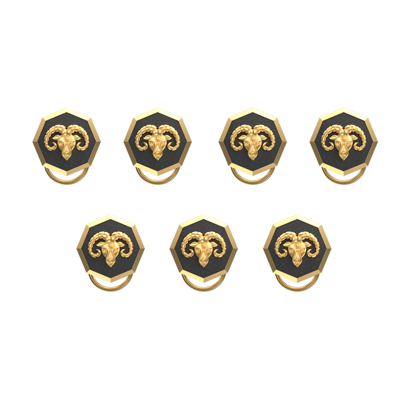 Aries Zodiac, Constellation Button set with 18kt Gold & Black Ruthenium Plating on Brass.