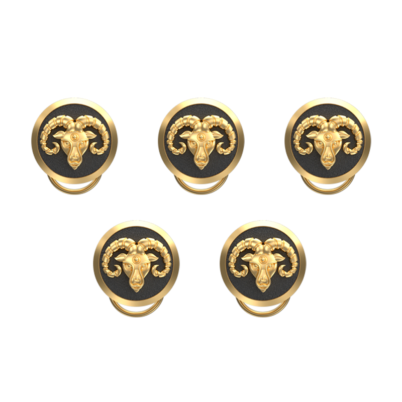 Aries Zodiac, Constellation Button set with 18kt Gold & Black Ruthenium Plating on Brass.