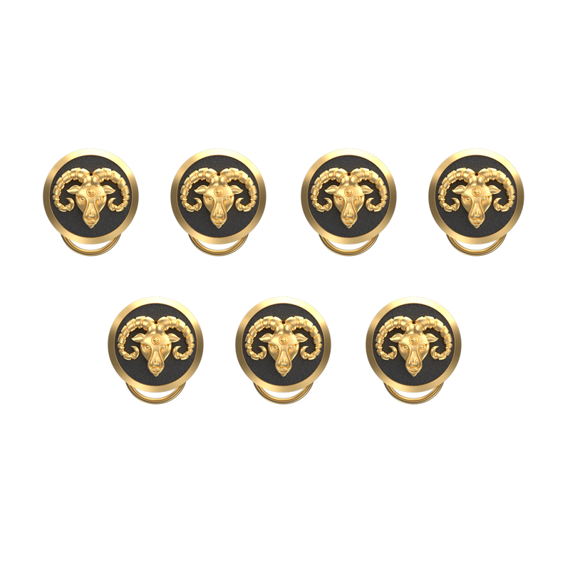 Aries Zodiac, Constellation Button set with 18kt Gold & Black Ruthenium Plating on Brass.