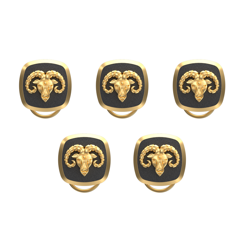 Aries Zodiac, Constellation Button set with 18kt Gold & Black Ruthenium Plating on Brass.
