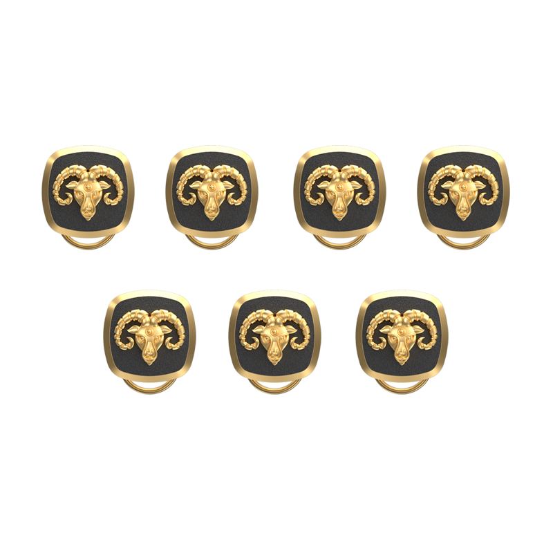 Aries Zodiac, Constellation Button set with 18kt Gold & Black Ruthenium Plating on Brass.