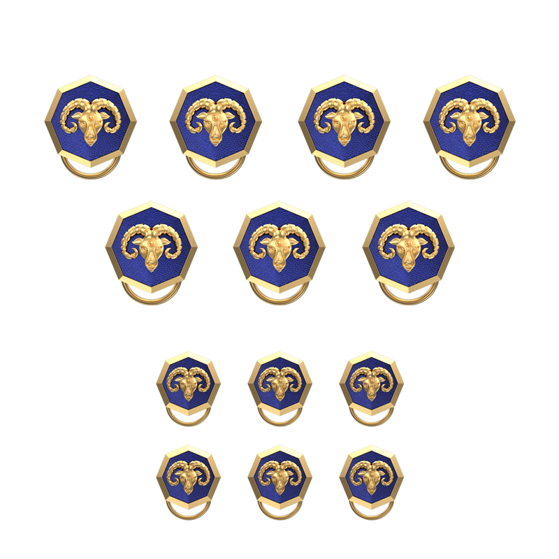 Aries Zodiac, Constellation Button set with 18kt Gold & Black Ruthenium Plating on Brass.