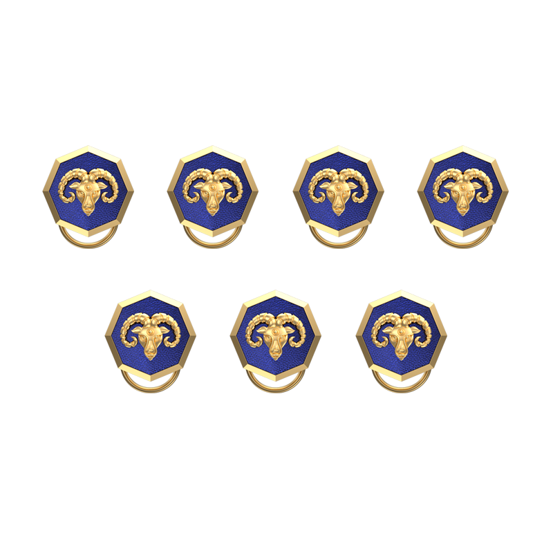 Aries Zodiac, Constellation Button set with 18kt Gold & Black Ruthenium Plating on Brass.