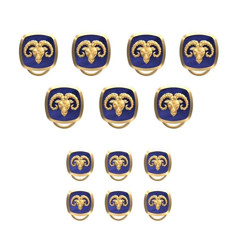 Aries Zodiac, Constellation Button set with 18kt Gold & Black Ruthenium Plating on Brass.