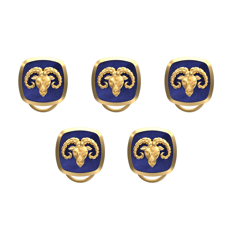 Aries Zodiac, Constellation Button set with 18kt Gold & Black Ruthenium Plating on Brass.