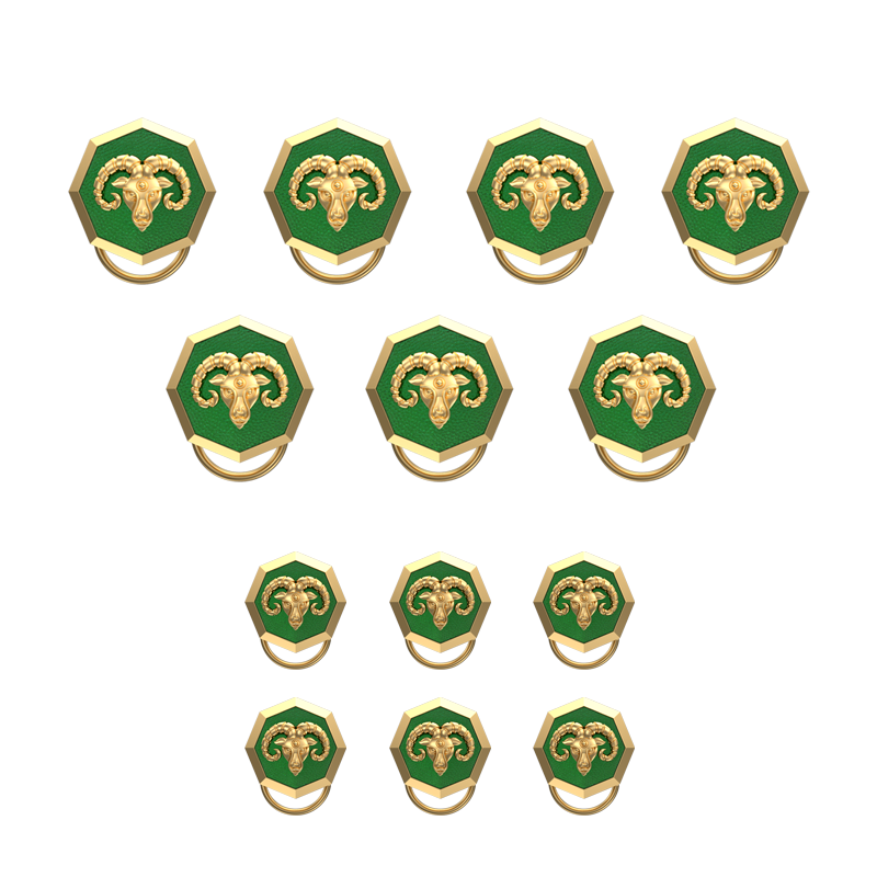 Aries Zodiac, Constellation Button set with 18kt Gold & Black Ruthenium Plating on Brass.