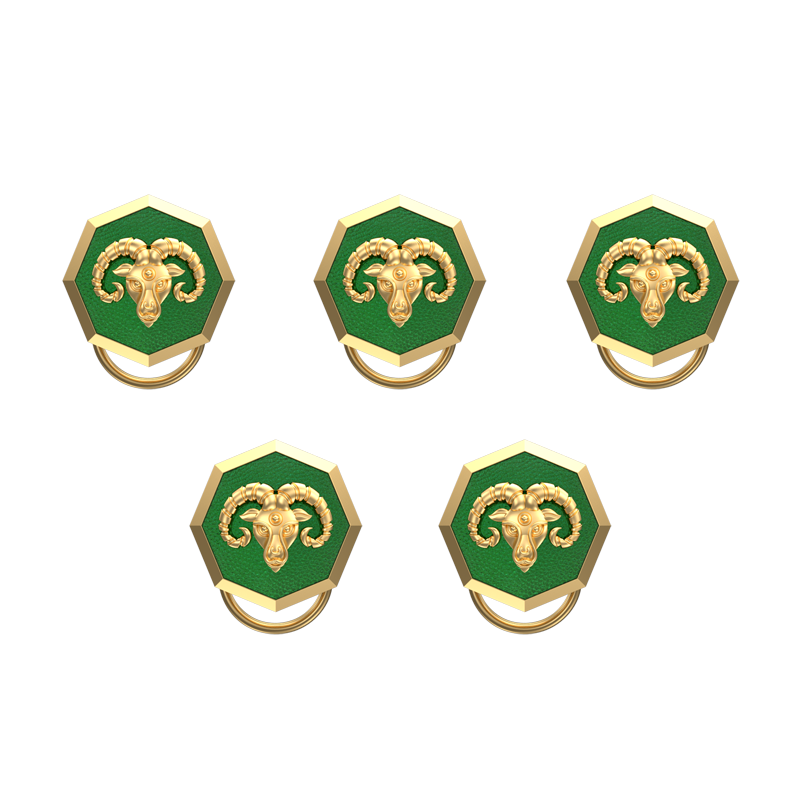 Aries Zodiac, Constellation Button set with 18kt Gold & Black Ruthenium Plating on Brass.