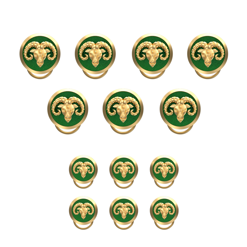 Aries Zodiac, Constellation Button set with 18kt Gold & Black Ruthenium Plating on Brass.