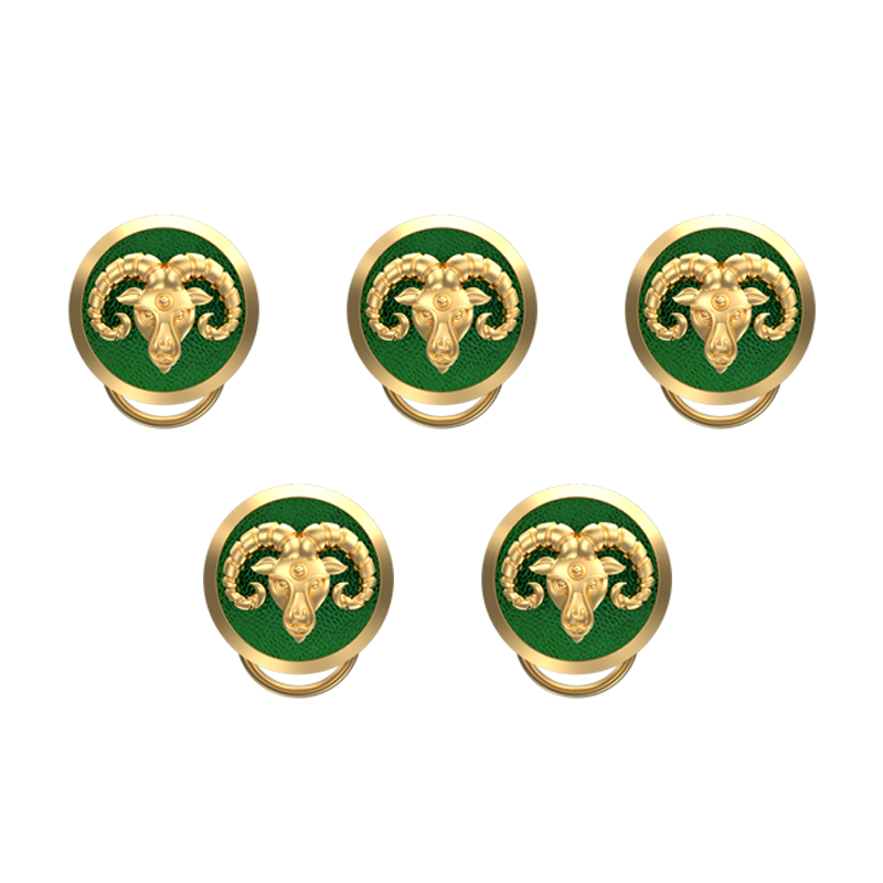 Aries Zodiac, Constellation Button set with 18kt Gold & Black Ruthenium Plating on Brass.