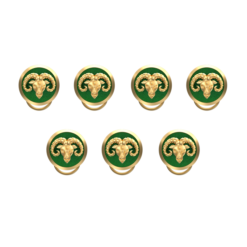 Aries Zodiac, Constellation Button set with 18kt Gold & Black Ruthenium Plating on Brass.