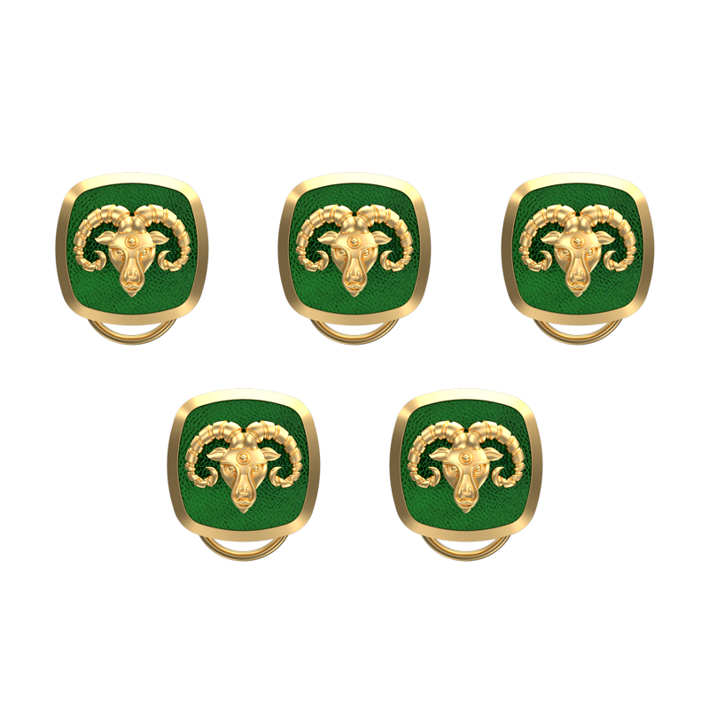 Aries Zodiac, Constellation Button set with 18kt Gold & Black Ruthenium Plating on Brass.