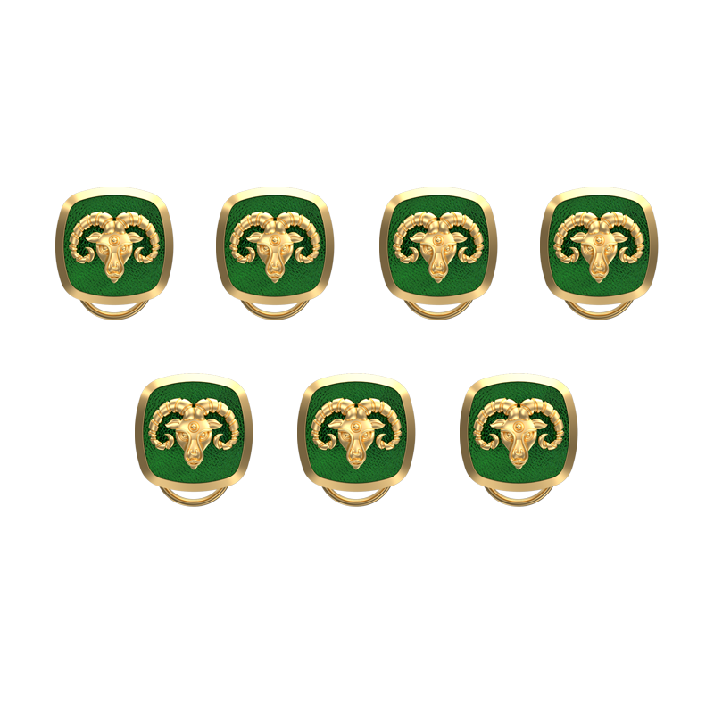 Aries Zodiac, Constellation Button set with 18kt Gold & Black Ruthenium Plating on Brass.