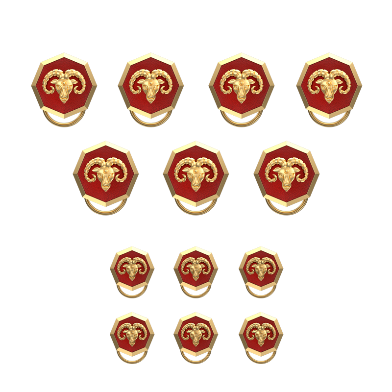 Aries Zodiac, Constellation Button set with 18kt Gold & Black Ruthenium Plating on Brass.
