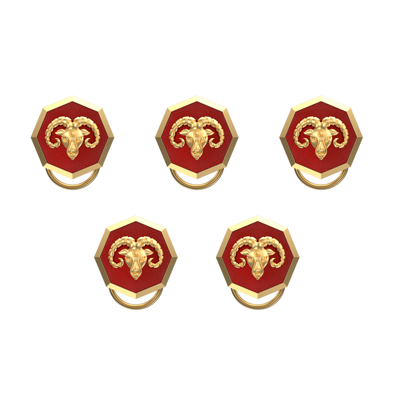 Aries Zodiac, Constellation Button set with 18kt Gold & Black Ruthenium Plating on Brass.