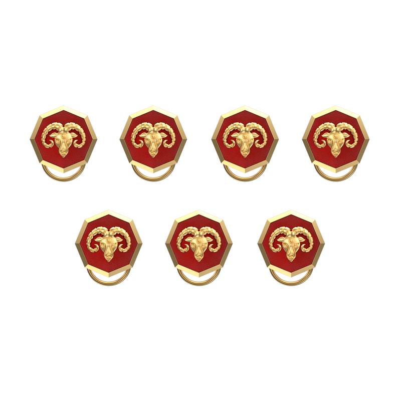 Aries Zodiac, Constellation Button set with 18kt Gold & Black Ruthenium Plating on Brass.