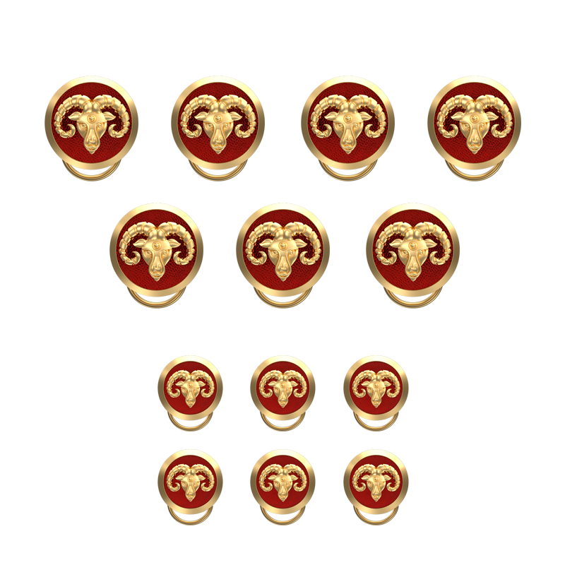 Aries Zodiac, Constellation Button set with 18kt Gold & Black Ruthenium Plating on Brass.