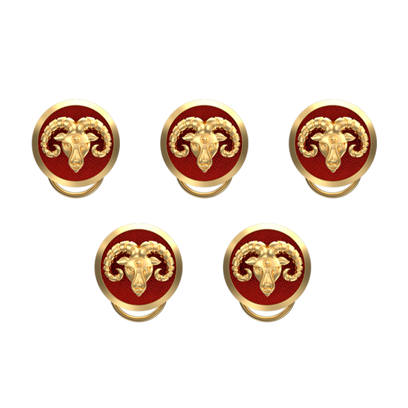 Aries Zodiac, Constellation Button set with 18kt Gold & Black Ruthenium Plating on Brass.
