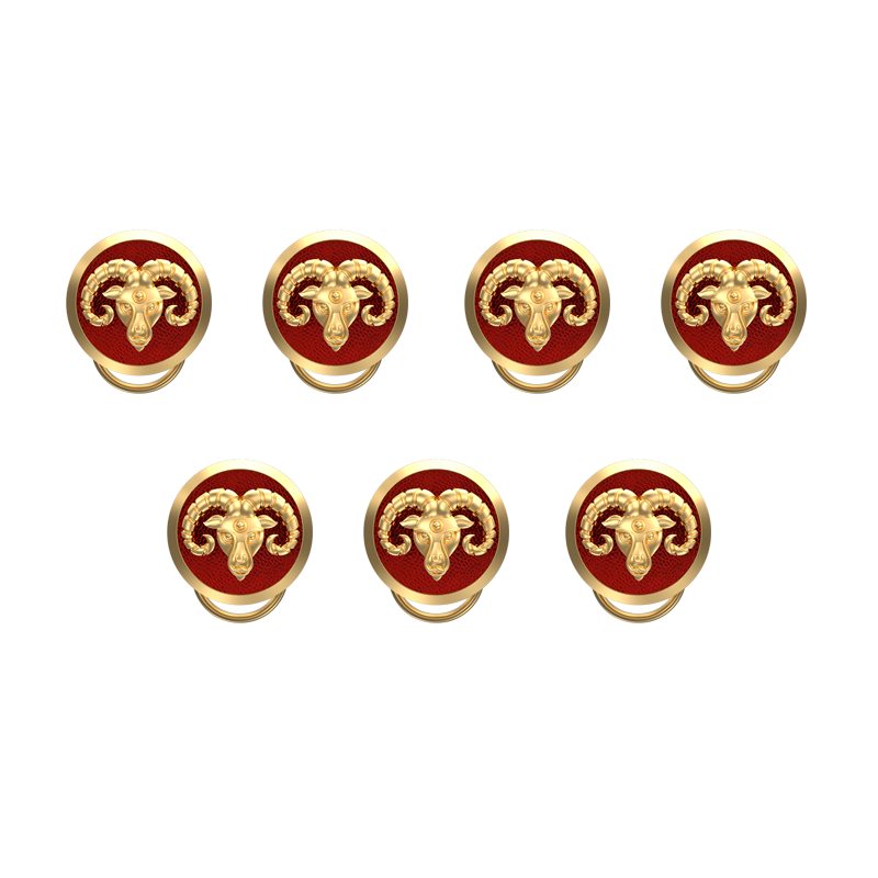 Aries Zodiac, Constellation Button set with 18kt Gold & Black Ruthenium Plating on Brass.