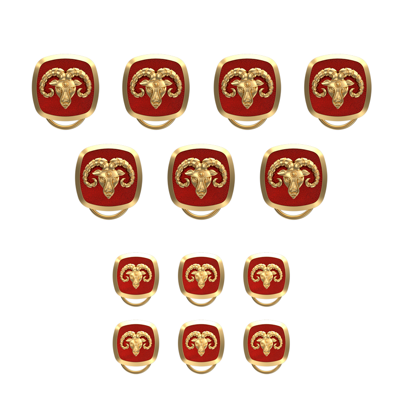 Aries Zodiac, Constellation Button set with 18kt Gold & Black Ruthenium Plating on Brass.