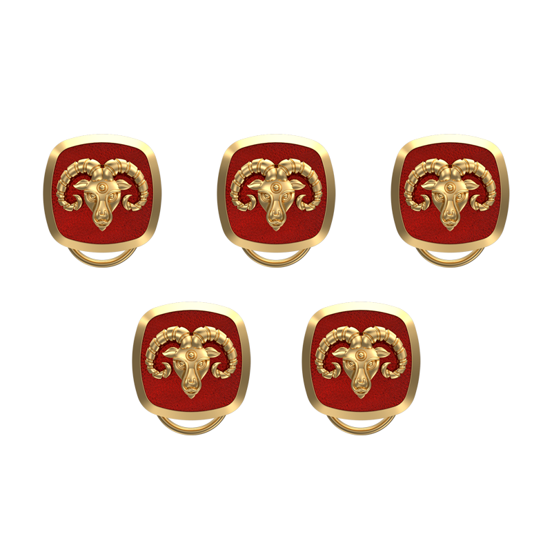 Aries Zodiac, Constellation Button set with 18kt Gold & Black Ruthenium Plating on Brass.