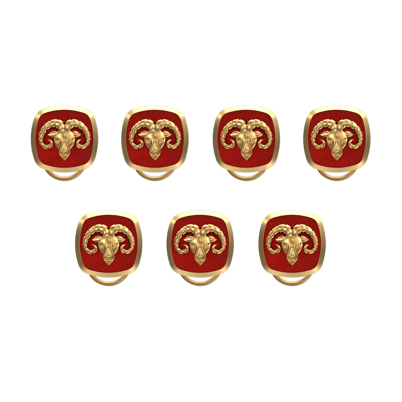 Aries Zodiac, Constellation Button set with 18kt Gold & Black Ruthenium Plating on Brass.