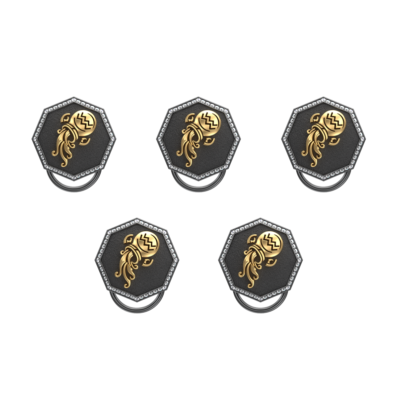 Aquarius Zodiac Luxe, Constellation Button set with CZ Diamonds, 18kt Gold & Black Ruthenium plating on Brass.