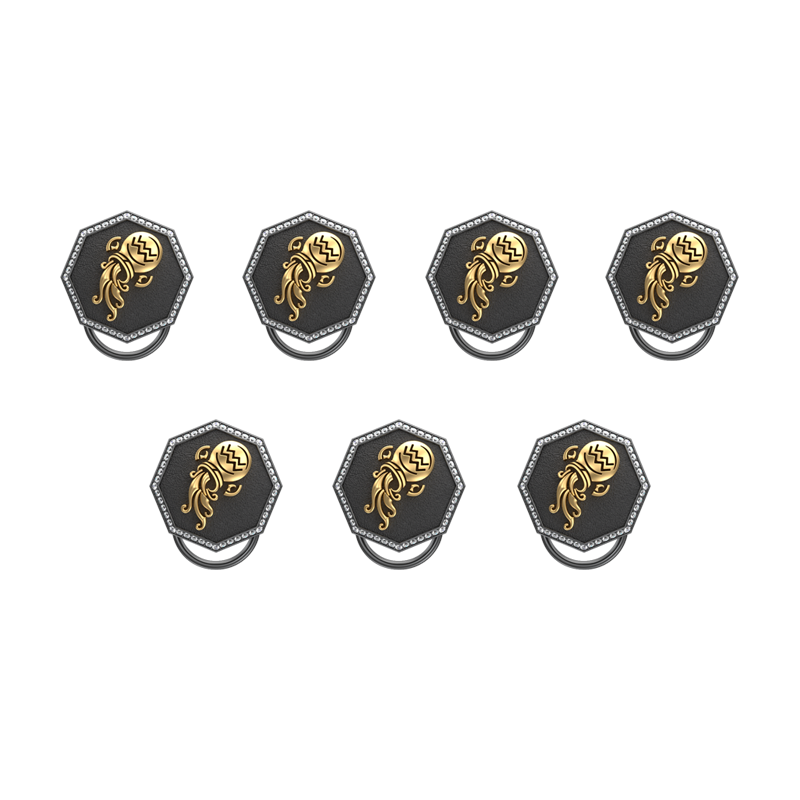 Aquarius Zodiac Luxe, Constellation Button set with CZ Diamonds, 18kt Gold & Black Ruthenium plating on Brass.
