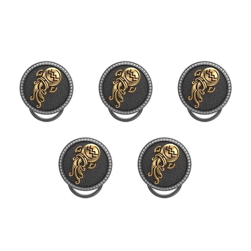 Aquarius Zodiac Luxe, Constellation Button set with CZ Diamonds, 18kt Gold & Black Ruthenium plating on Brass.