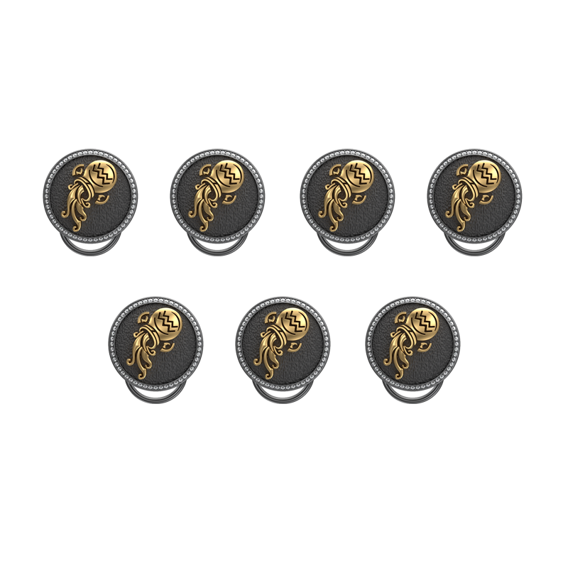 Aquarius Zodiac Luxe, Constellation Button set with CZ Diamonds, 18kt Gold & Black Ruthenium plating on Brass.
