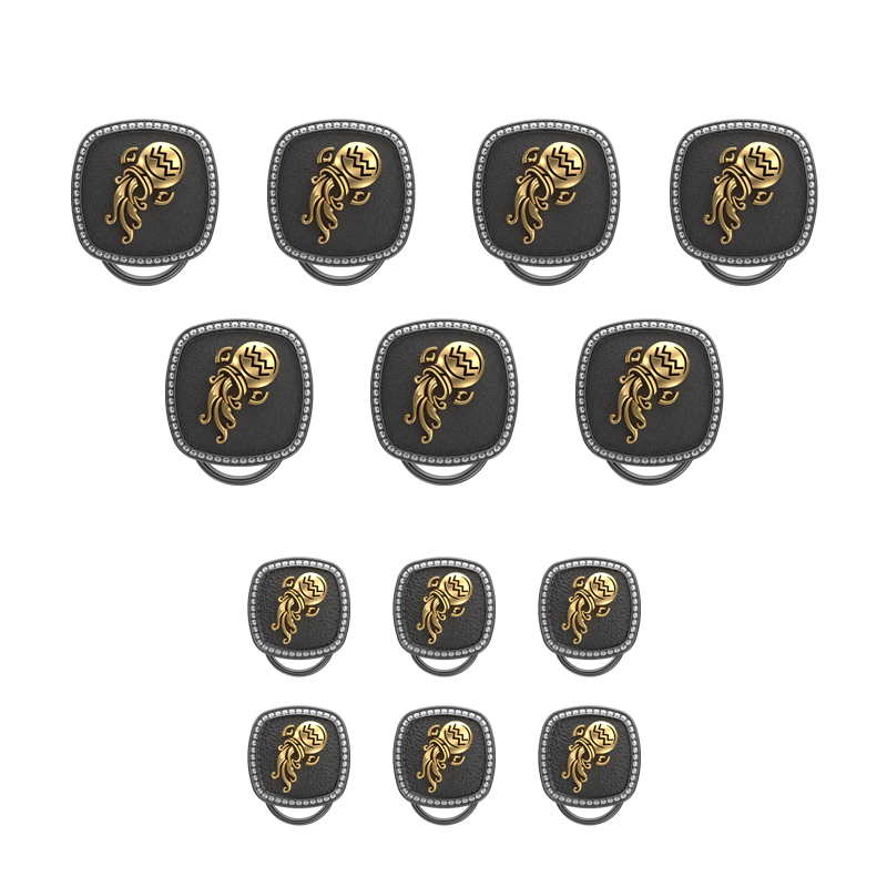 Aquarius Zodiac Luxe, Constellation Button set with CZ Diamonds, 18kt Gold & Black Ruthenium plating on Brass.