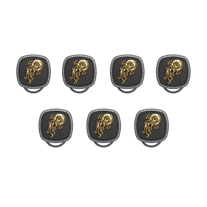 Aquarius Zodiac Luxe, Constellation Button set with CZ Diamonds, 18kt Gold & Black Ruthenium plating on Brass.