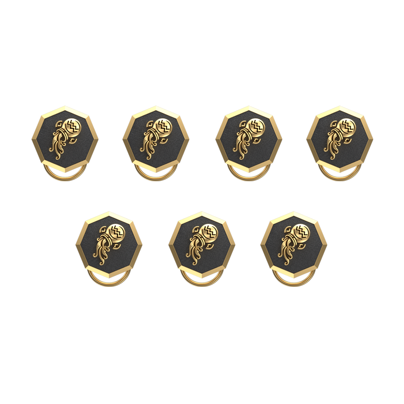 Aquarius Zodiac, Constellation Button set with 18kt Gold & Black Ruthenium Plating on Brass.