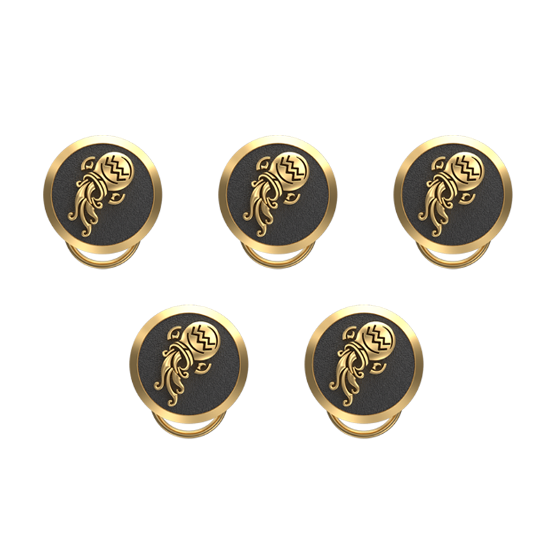 Aquarius Zodiac, Constellation Button set with 18kt Gold & Black Ruthenium Plating on Brass.