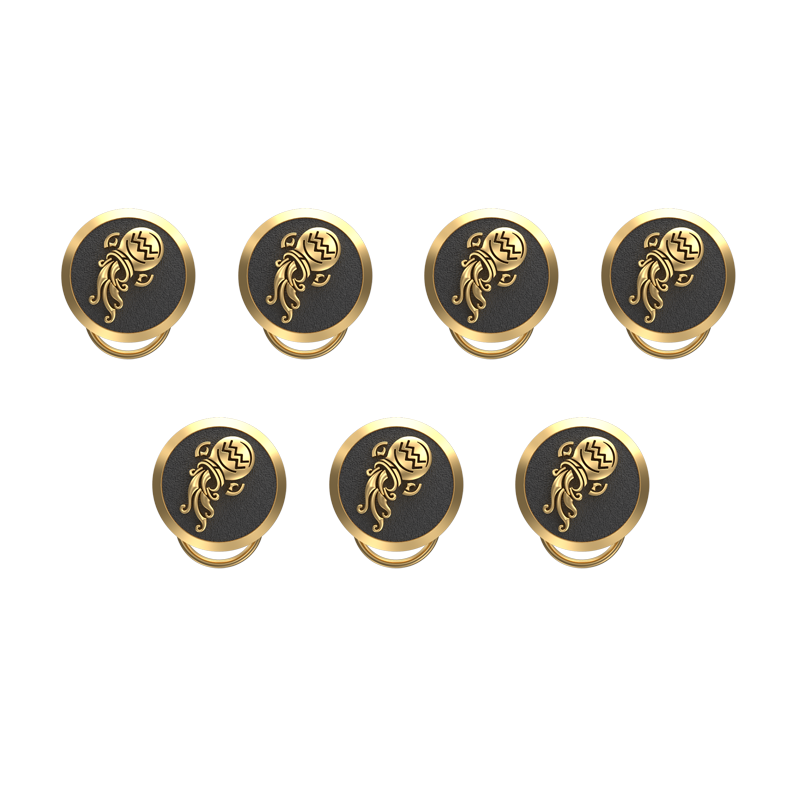 Aquarius Zodiac, Constellation Button set with 18kt Gold & Black Ruthenium Plating on Brass.