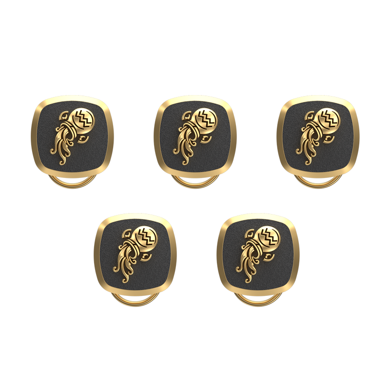 Aquarius Zodiac, Constellation Button set with 18kt Gold & Black Ruthenium Plating on Brass.